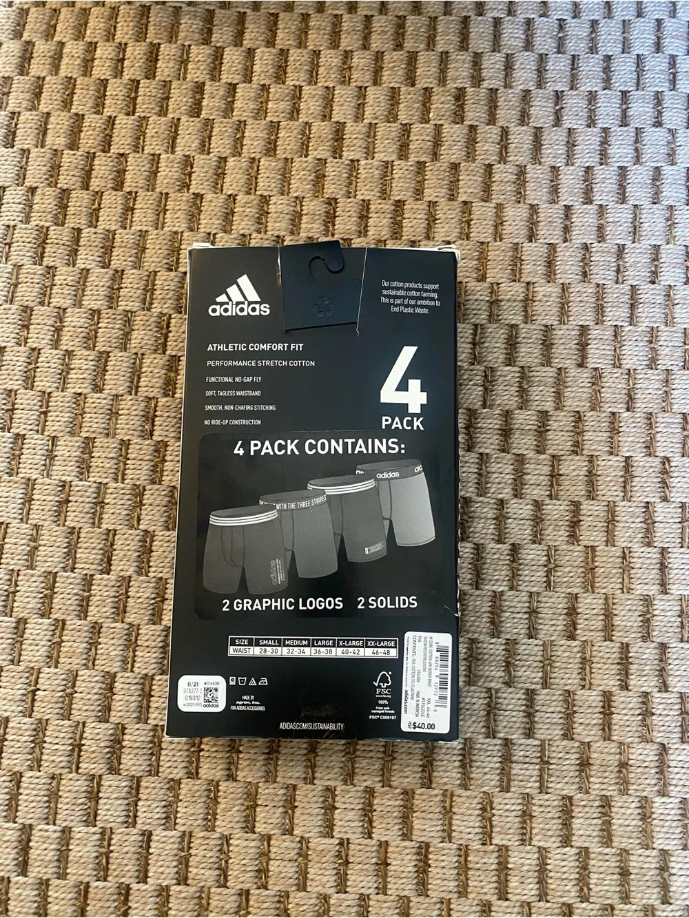 adidas Maroon and Black Boxer Briefs - 4 Pack Athletic Fit